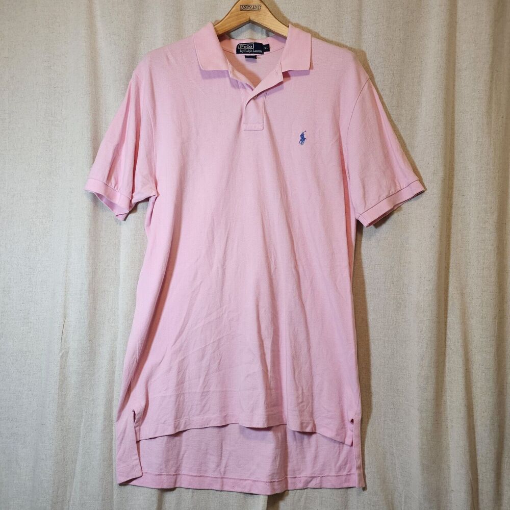 Polo by Ralph Lauren Men's Pink Polo Shirt XL And Extra Long *Small Flaws*
